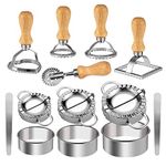 [13 Pieces Upgraded] 6 Pieces Ravioli Maker Cutter Stamp Set with Wooden Handle Four Shapes and 7 Pieces Stainless Steel Dumplings Maker Three Sizes–For Ravioli, Pasta, Dumplings, Lasagna