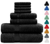 Midland Bedding 8 Piece Bale Towel Set, Cotton Towels Set - 4 Wash Cloths/Face Towels, 2 Bath Towels and 2 Hand Towels for Bathroom. 400 GSM Thread Count (Black)