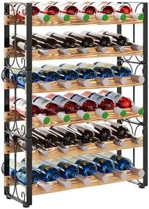 X-cosrack Stackable Rustic 36 Bottle Wine Rack, Freestanding Floor Wine Holder Stand Can Used Separate or Stacked 6 Tier Stable Wine Display Storage Shelf for Kitchen 24.5''L x 8.6''W x 33.4''H