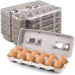 MT Products Blank Natural Pulp Egg Cartons Bulk Holds Up to Twelve Eggs - 1 Dozen - Strong Sturdy Egg Crate Cardboard Material Perfect For Storing Extra Eggs (25 Pieces) - Made in the USA