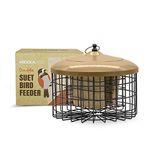 MEKKAPRO Bird Feeder Squirrel Proof with Hanging Metal Roof, Bird Feeder for Outside Wild Birds,Two Suet Capacity, Very Adaptable and Easy to Use Wild Bird Feeder, Caged Design