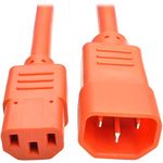 Tripp Lite Heavy Duty Computer Power Extension Cable PDU Cord 15A 14 AWG C14 to C15 Orange, 0.91 m (P018-003-AOR)