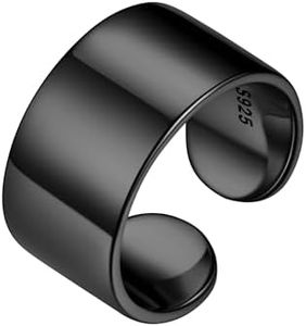 ChicSilver Silver Toe Rings for Women Balck Toe Rings for Women Non Tarnish Wide Band Toe Ring Black Toe Jewelry for Summer Beach