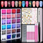 720PCS Almond Press on Nails Medium, MORGLES 24 Colors False Nails with Glue, Adhesive Tabs, Stickers, Tweezer, 10 Sizes