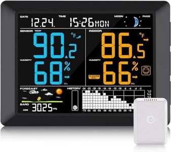 Sainlogic Weather Station Indoor Outdoor with 10.2-inch Color Display & Outdoor Sensor, Indoor Outdoor Thermometer Wireless with Temperature, Humidity, Barometer, Weather Forecast, Moon Phase & Alarm