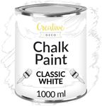 Creative Deco White Chalk Paint for Furniture | 1L | Snow White Matte & Chalky Finish | Smooth Touch for Interiors | Quick Dry | Furniture Paint Wood Paint for Renovation & Decoration