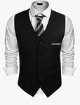 Men's Business Suit Vest Slim Fit Dress Vest Wedding Waistcoat (42, black, 1)