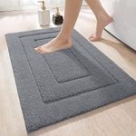 DEXI Bath Mat 40 x 60 cm, Non-Slip Bathroom Mat Machine-Washable, Ultra Soft and Water Absorbent Bath Rug for Bathroom, Tub and Shower - Grey