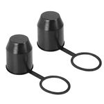 Cdemiy Trailer Hitch Ball Cover, 2 Pcs Trailer Protection Cap Plastic Tow Ball Protection Cover, Dustproof and Waterproof, for Car, RV, Trailer Ball Head Protection (Black)