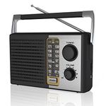 Yewrich AM FM Radio with Best Reception, Portable Battery Operated Transistor Radios, Headphone Jack, AC Powered, Suit for Senior and Home, Black