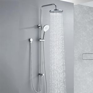 Decaura WELS Twin Hose Shower System 9" Rain Shower Head Set Sliding Rail 3-Mode Handheld Shower Head 2 in 1 Set (Round Head Chrome)