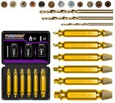 9PCS Gold Titanium-Plated Screw Extractor Set, Hardness is 80 HRC, Model HSS 6542, Screw Grab Screw Removal Tool, Longer Lasting, General bit Set Double Ended for Damaged Broken Stripped Screws