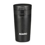 AGARO Elite Stainless Steel 300ML Travel Mug, Dual Insulation, 304 Grade Inner and Outer Stainless Steel Crafted, Leak and Rust Proof, Hot and Cold Upto 3hrs, (Black)