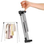 ANLEBUY Portable Clothes Rack Folding Clothes Rail, Travel Garment Rack Collapsible Clothing Rack, Foldable Small Clothes Airer for Dance, Travel, Camping, RV, Indoor Outdoor, Black with 3 Hangers