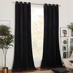 NICETOWN Velvet Curtains 102 inches Long, Insulated Velvet Curtains for Patio, Solid Heavy Matt Drapes, Extra Long Window Treatments Velvet Curtains (2 Panels, 102 inches Long, Black)