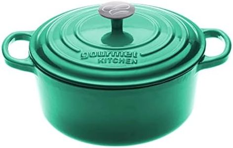 Gourmet Kitchen Cast Iron Casserole Suitable for All Cookers High-Quality Cast Iron and Enamel Heat-Resistant Stainless Steel Knob 24cm - Eden Green