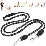 Lukovee Hands Free Dog Leash, 10FT Adjustable No Pull Dog Training Leash for Large Medium Dogs 1/2 Inch Nylon Heavy Duty Lead, Tangle Free Reflective Waist Leash for Dog Walking Running (Black)