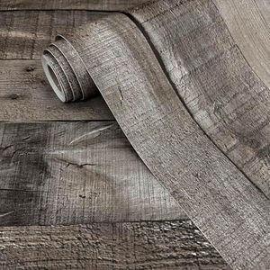 Livebor Shiplap Wood Peel and Stick Wallpaper Gray Wood Contact Paper 17.7”x 196.8” Vintage Wood Wallpaper Peel and Stick on Wallpaper Self Adhesive Wooden Removable Wall Paper Contact Paper for Walls