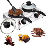 ROCEEI 1 Set Chocolate Boiler Pot Electric Heating Chocolate Melting Tempering Machine with 1 Silicone Spatula Boiler for Chocolate Melting Aluminum Boiler for Chocolate Candy (Double Pot)