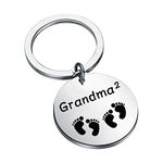 CHOORO Grandma/Grandpa of Twins Keychain New Twins Jewelry Grandparents of Twins Gift Grandmother/Grandfather Baby Announcement Gift (grandma keychain)