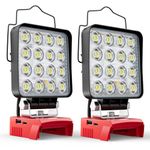 LIVOWALNY 2PCS 11200 LM LED Work Light Compatible with Milwaukee 18V Battery, 112W Cordless Portable Flood Light with Low Voltage Protection & USB & Type-C Charger Port for Construction