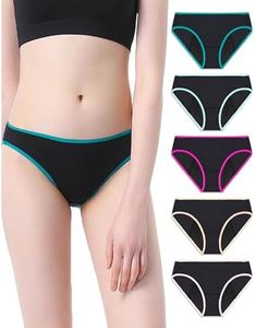 Neione Culotte Menstruelle Lavable Bikini Menstruel Slip Bresilien pour Règle Flux Léger Femme sous-vêtements Lot de 5 Noir L