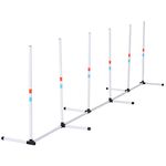 PawHut Adjustable Dog Agility Training Obstacle Set with Weaves Poles and Storage Bag for Pet Dogs Outdoor Games Exercise White