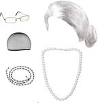 Beelittle Old Lady Costume Cosplay Grandma Granny Wig Great for Halloween Christmas Mrs. Claus