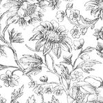 Cohoo Home Black and White Floral Wallpaper Peel and Stick Wallpaper Floral Flower Contact Paper for Cabinets and Drawers Sunflower Wallpaper Self-Adhesive Wallpaper Bedroom Vintage Accent 17.3×197”