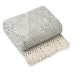 Emma Barclay Throw Blanket For Sofas Bed Extra Large Recycled Cotton Throws For Settees In Grey Throw Scandi Woven Blankets - Zahra Collection 90" x 100" (229cm x 254cm) Grey