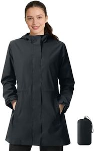 Aurhyde Women's Waterproof Rain Jacket Long Hooded Raincoat Lightweight Packable Windbreaker Solid Lined Trench Coat (Dark Grey, XXL)
