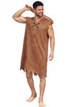 Mainfini Men Barney Rubble Costume Classic Caveman Cosplay Jagged Pullover Brown XL