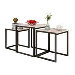 HAHRIR Nesting Table Set of 3 Side Tables, Square End Tables，Coffee Table，Stacking End Table with Metal Frame,White Oak