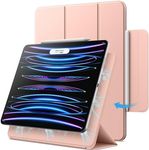 JETech Magnetic Case for iPad Pro 12.9 Inch 2022/2021/2020/2018 (6th/5th/4th/3rd Generation), Pencil 2nd Charging, Magnetic Attachment, Cover Auto Wake/Sleep (Rose Gold)