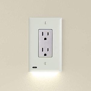 SnapPower Single GuideLight 2 for Outlets [for Standard Decor, Not GFCI outlets] - Night Light - Electrical Outlet Wall Plate with LED Night Lights - Automatic On/Off Sensor - (Décor, Light Almond)