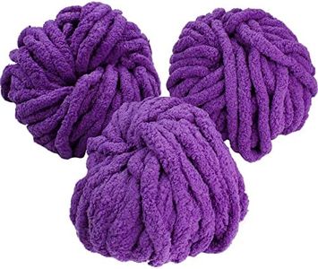 iDIY Chunky Yarn 3 Pack (24 Yards Each Skein) - Dark Purple - Fluffy Chenille Yarn Perfect for Soft Throw and Baby Blankets, Arm Knitting, Crocheting and DIY Crafts and Projects!…