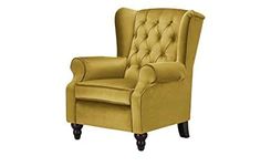 Wood Point Crafts Tufted Wing Chair for Living Room Bedroom High Back Arm Chair Cushioned Lounge Chair Single Seater Sofa |Luxury Rest Chair (Yellow)