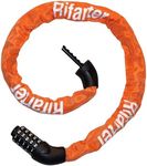 Rifarter Bike Lock Chain Heavy Duty, 5 Digit Combination Anti-Theft Bicycle Lock, 3.2 Feet Long Security Resettable Bike Locks for Road, Mountain Bike, Scooter, Motorcycle, Door, Gate, Fence, Orange