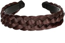 vowyore 5 Strands Headband Synthetic Hair Plaited Headband Braid Braided With Teeth Hair Band Accessories for Women Girl Width 2 Inch