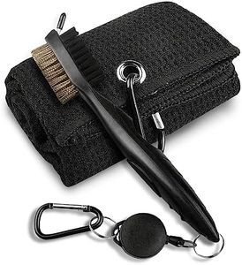 AWAVM Kit de Brosse de Club de Golf et Serviette en Microfibre, avec Mousqueton à Motif gaufré, Outil de Nettoyage de Golf, Cadeau de Golf pour Homme