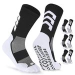 Closemate 3 Pairs Soccer Socks Men Women Anti Slip Grip Sport Socks Cotton Cushion Wicking Anti Blister Athletic Socks for Basketball Football Hockey Hiking (3BlackWhite, Size L)