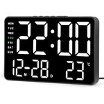 SZELAM Digital Clock,Alarm Clocks for Bedrooms,7.2"Large Display Alarm Clock,Dual Alarms with Snooze,5 Level Brightness,Day/Date Display Calendar Desk LED Electric Clock for Table Bedroom,Living Room