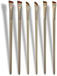 Angled Eyebrow & Eyeliner Brush Set – 6 Ultra-Thin Precision Tools (Curved, Wide & Narrow) for Powder, Gel, Tint & Pomade – Professional Kit for Eyebrows & Eye Makeup