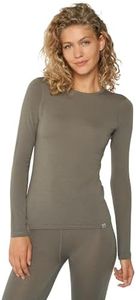 DANISH ENDURANCE Thermal Tops Womens, Merino Wool Base Layer Womens, Thermal Long Sleeve Shirt for Winter, Grey, XXL
