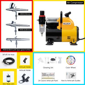 MEEDEN Airbrush Kit with Compressor – 24 Color Paint Set