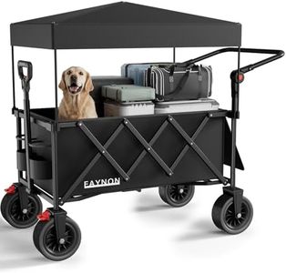 3 in 1 Collapsible Wagon with 300lbs Weight Capacity,150L Heavy Duty Utility Cart with Removable Canopy,with Big All-Terrain Beach Wheels & Drink Holders,Black