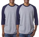 Gildan Men's Raglan Baseball Tees (Pack of 2), S, White Navy