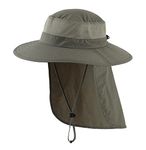 Decentron Outdoor UPF50+ Mesh Sun Hat Wide Brim Fishing Hat with Neck Flap (Pea Green)