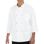 Chef Designs Men's 3/4 Sleeve Chef Coat, White, Large