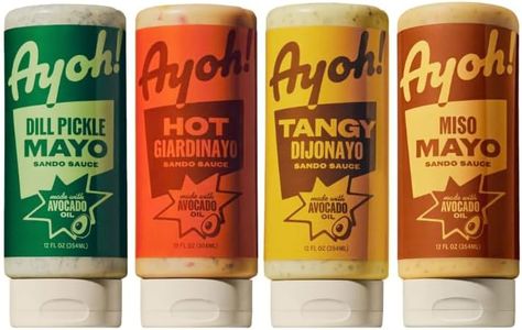 Ayoh Foods, Mayo Gone Wild, Made by Molly Baz - Easy to Squeeze, Perfect for; Sandwiches, Burgers, Fries, Nuggets, Wraps & Dips (4 Pack, Flavors Pack) - Gift for Sauce Lovers